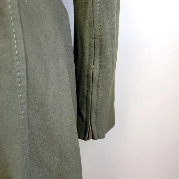 BCBGMaxAzria S Trench Peacoat Wool Cashmere Long Olive Green Coat Jacket BCBG - Picture 9 of 15